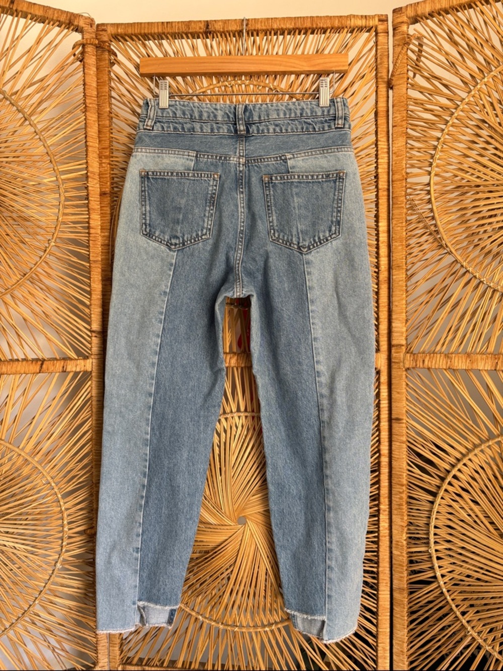 Two-Tone Light Blue Women's Mango Jeans - Picture 5 of 6